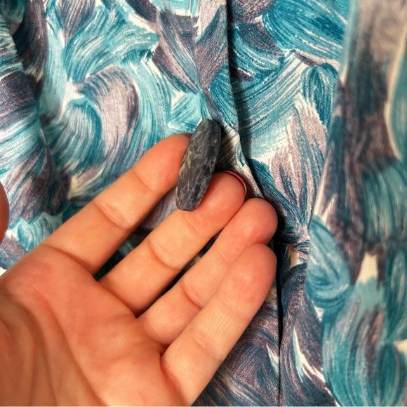 Vintage 60s Cropped Satin Jacket Psychedelic Pattern Sailor Collar 3/4 Sleeve M - Picture 14 of 16